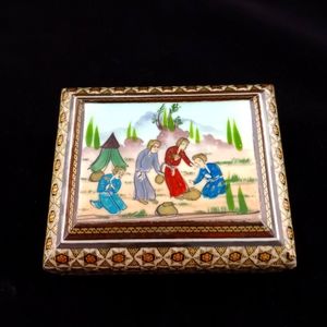 Small India Laquerware Wooden Jewelry/Trinket Box